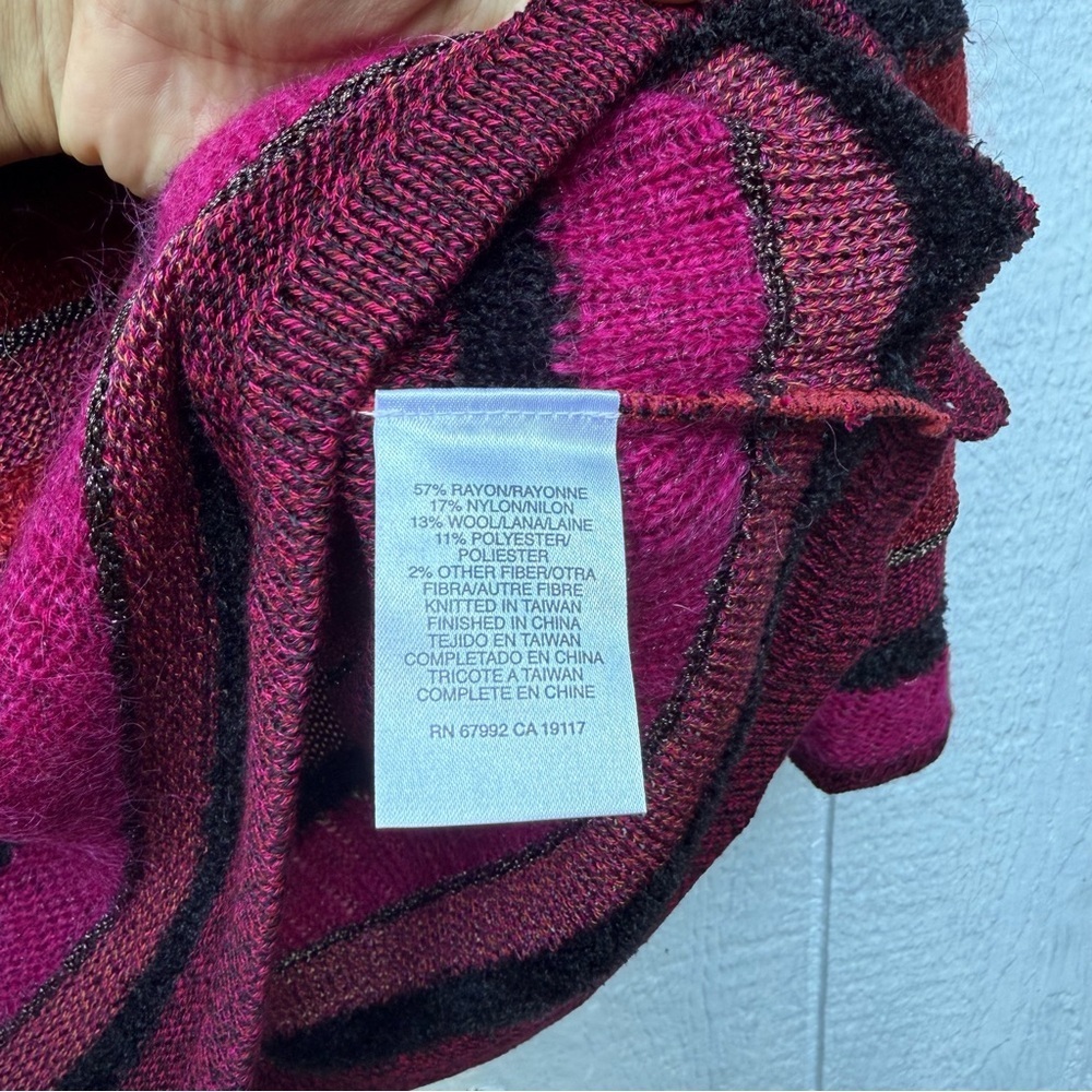 NWT Sigrid Olsen Women’s Autumn Striped Knit Red Sweater Pullover 3/4 Sleeve M - Picture 7 of 7
